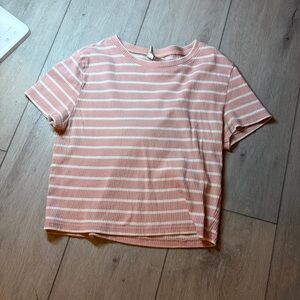 Casual Pink and White Striped Top